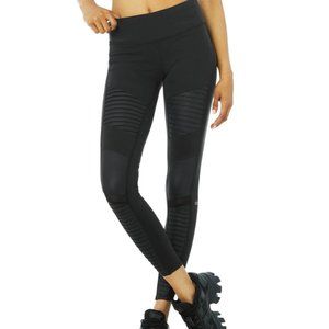 ALO Yoga Moto Legging Size XS Black/Black Glossy